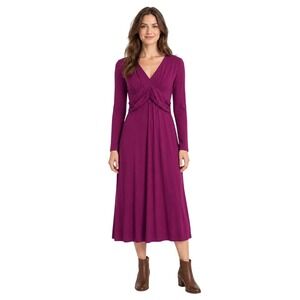 NWT Boden Long Sleeve V-Neck Midi Dress in Plum Purple 10R